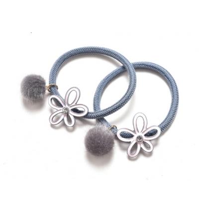 Flower Elastic Hair Band Lovely Pompon Hair Accessories Girls Candy Color Cute Floral Rhinestone Hair Tie